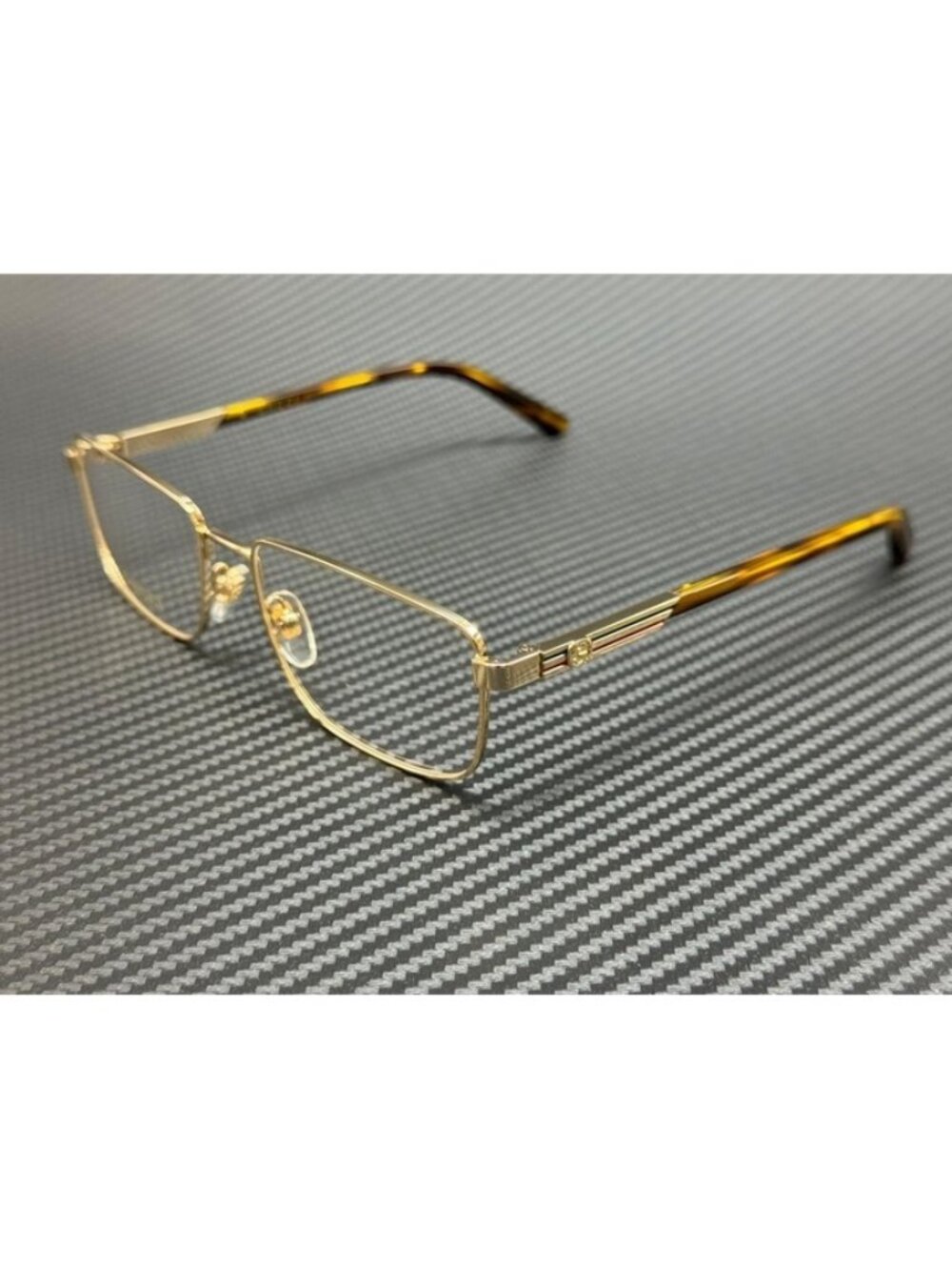 New Gucci Men Gold Havana Eyeglasses 55-17-145